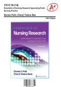 Test Bank for Essentials of Nursing Research&colon; Appraising Evidence for Nursing Practice&comma; 10th Edition by Denise F&period; Polit&comma; Cheryl Tatano Beck&comma; and Fiona Timmins with verified 2026&ndash;2027 exam questions and answers&vert;Ace your exam on your first attempt&excl;&excl;&excl;