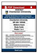 NR509 ADVANCED PHYSICAL ASSESSMENT WEEKS 1&comma;2&comma;3&comma;4 MIDTERM EXAM REVIEW 2026&sol;2027 &vert; 800&plus; HIGH-YIELD PRACTICE QUESTIONS WITH ANSWERS & DETAILED RATIONALES &vert; WEEK 1&comma; 2&comma; 3 & 4 STUDY GUIDE &vert; EXAMPLIFY-STYLE PRACTICE & MOST-TESTED CONCEPTS&NewLine;