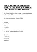 PNR201 MEDICAL SURGICAL NURSING&NewLine;EXAM 2 ACTUAL PAPER 2026 QUESTIONS&NewLine;WITH VERIFIED ANSWERS GRADED A&plus;