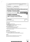2026 Pearson Edexcel International A Level English Language UNIT 1&vert;WEN01&sol;01&vert;Question paper&vert;JANUARY 2026