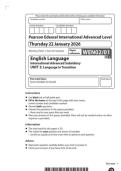 2026 Pearson Edexcel International A Level English Language UNIT 2&vert;WEN02&sol;01&vert;Question paper&vert;JANUARY 2026
