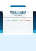 OREGON PLUMBING&NewLine;CONTRACTOR EXAM&NewLine;LATEST UPDATE&NewLine;Complete Verified Questions and Detailed Solutions &vert; Latest Update This Year Just Released&NewLine;VERIFIED Q&A&NewLine;DETAILED SOLUTIONS&NewLine;LATEST UPDATE&NewLine;JUST RELEASED&NewLine;