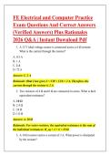 FE Electrical and Computer Practice &NewLine;Exam Questions And Correct Answers &NewLine;&lpar;Verified Answers&rpar; Plus Rationales &NewLine;2026 Q&A &vert; Instant Download Pdf 