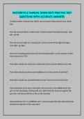 MOTORCYCLE MANUAL &lpar;IOWA DOT&rpar; PRACTICE TEST QUESTIONS WITH ACCURATE ANSWERS