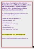 Texas Master Plumbing Exam 2026-2027 &vert; 150 &NewLine;Practice Questions &plus; 100 Study Guide 250 Questions &NewLine;with Verified Answers & Detailed Rationales &vert; &NewLine;Complete TSBPE Test Bank &vert; Latest IPC Code &NewLine;Update &vert; A&plus; Graded &vert; Guaranteed Pass