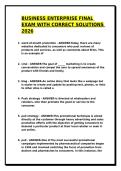 BUSINESS ENTERPRISE FINAL EXAM WITH CORRECT SOLUTIONS 2026