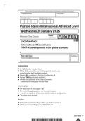 2026 Pearson Edexcel International A Level ECONOMICS UNIT 4&vert;WEC14&sol;01&vert;Question paper&vert;JANUARY 2026