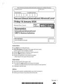 2026 Pearson Edexcel International A Level ECONOMICS UNIT 3&vert;WEC13&sol;01&vert;Question paper&vert;JANUARY 2026