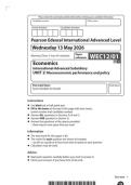 2026 Pearson Edexcel International A Level ECONOMICS UNIT 2&vert;WEC12&sol;01&vert;Question paper&vert;JUNE 2026