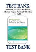 TEST BANK Brunner & Suddarth's Textbook of Medical-Surgical Nursing 13th Edition by Hinkle