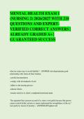 MENTAL HEALTH EXAM 1 &NewLine;&lpar;NURSING 2&rpar; 2026&sol;2027 WITH 210 &NewLine;QUESTIONS AND EXPERT&NewLine;VERIFIED CORRECT ANSWERS &vert; &NewLine;ALREADY GRADED A&plus; &vert; &NewLine;GUARANTEED SUCCESS