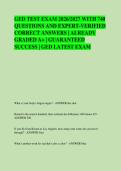 GED TEST EXAM 2026&sol;2027 WITH 740 &NewLine;QUESTIONS AND EXPERT-VERIFIED &NewLine;CORRECT ANSWERS &vert; ALREADY &NewLine;GRADED A&plus; &vert; GUARANTEED &NewLine;SUCCESS &vert; GED LATEST EXAM