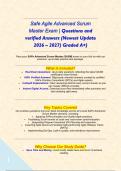 Safe Agile Advanced Scrum Master Exam &vert; Questions and verified Answers &lpar;Newest Update 2026 &ndash; 2027&rpar; Graded A&plus;&rpar;&NewLine;