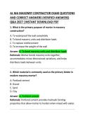 AL MA Masonry Contractor Exam Questions & Correct Answers