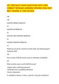 HCV SPECIALIST EXAM QUESTIONS WITH 100&percnt; CORRECT DETAILED ANSWERS UPDATED 2026&sol;2027 BEST GRADED A&plus; FOR SUCCESS