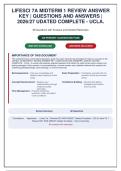 LIFESCI 7A Midterm 1 Review Answer Key &vert; Questions with Correct Answers & Detailed Rationales &vert; UCLA 2026&sol;27&NewLine;