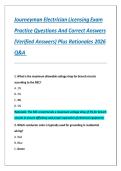 Journeyman Electrician Licensing Exam &lpar;2026&rpar; &ndash; Practice Questions&comma; Verified Answers&comma; and Rationales