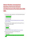 Master Plumber Licensing Exam &lpar;2026&rpar; &ndash; Practice Questions&comma; Verified Answers&comma; and Rationales