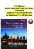 TEST BANK For&NewLine;Modern Advanced Accounting In Canada&NewLine;10th Edition&NewLine;By Darrell Herauf&comma; Chima Mbagwu&NewLine;Verified Chapter's 1 - 12 &vert; Complete