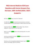 PAEA Internal Medicine EOR Exam Questions with Correct Answers Pass &NewLine;the Exam&comma; 100&percnt; Verified &lpar;2026 &sol; 2027&rpar; Graded A&plus;