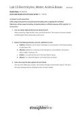 Lab 15&colon; Electrolytes&comma; Water&comma; Acids & Bases &ndash; BIO202L &vert; Biology &vert; Lab Study Guide