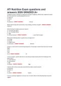 ATI Nutrition Exam questions and answers 2026 GRADED A&plus;