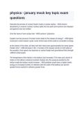 Physics January Mock Key Topic Exam Questions 2026&sol;2027 &vert; Physics Study Guide&comma; Practice Questions&comma; Answers & Exam Prep