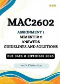 MAC2602 Assignment  1 Semester 2 &vert;&vert;&lpar;ANSWERS AND GUIDELINES&rpar;&vert; Due Date 8 September 2026