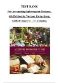 test bank For Accounting Information Systems&comma;  4th Edition by Vernon Richardson&comma;  Verified Chapters 1 - 17&comma; Complete 2026