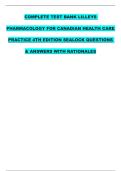 COMPLETE TEST BANK LILLEYS &NewLine;PHARMACOLOGY FOR CANADIAN HEALTH CARE &NewLine;PRACTICE 4TH EDITION SEALOCK QUESTIONS &NewLine;& ANSWERS WITH RATIONALES &NewLine;