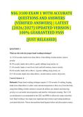 NSG 3100 EXAM 1 WITH ACCURATE QUESTIONS AND ANSWERS &lpar;VERIFIED ANSWERS&rpar; &vert; LATEST &lpar;2026&sol;2027&rpar; UPDATED VERSION &vert; 100&percnt; GUARANTEED PASS &lbrace;JUST RELEASED&rcub;