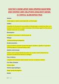 HCB TEST 2 EXAM LATEST 2026 UPDATED QUESTIONS &NewLine;AND VERIFIED 100&percnt; SOLUTIONS &lpar;2026&sol;2027&rpar; GRADE&colon; &NewLine;A&plus;&vert;STATUS&colon; GUARANTEED PASS 