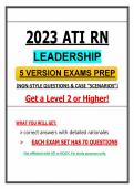 2023 ATI RN Leadership 5 Version Exam Proctor Actual Exam&comma; 2023 Nursing Leadership Exam NGN-Style Questions & Case Scenarios &lpar;Guarantee Pass&rpar;