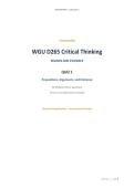 D265 Critical Thinking&colon; Reason and Evidence Quiz 1 &mdash; Propositions&comma; Arguments and Inference &vert; 50 Questions with Answers and Explanations