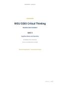 D265 Critical Thinking&colon; Reason and Evidence Quiz 3 &ndash; Cognitive Biases and Heuristics &vert; 50 Questions with Answers and Explanations&NewLine;