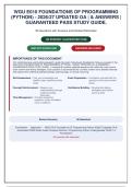 WGU E010 Foundations of Programming &lpar;Python&rpar; &ndash; 2026 UPDATED OA &vert; Questions & Answers &vert; GUARANTEED PASS Study Guide&NewLine;