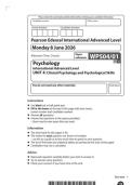 2026 Pearson Edexcel International A Level Psychology UNIT 4&vert;WGE04&sol;01&vert;Question paper&vert;JUNE 2026