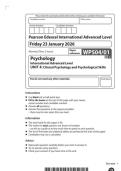 2026 Pearson Edexcel International A Level Psychology UNIT 4&vert;WGE04&sol;01&vert;Question paper&vert;JANUARY 2026
