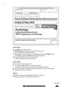 2026 Pearson Edexcel International A Level Psychology UNIT 3&vert;WGE03&sol;01&vert;Question paper&vert;JUNE 2026