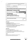 2026 Pearson Edexcel International A Level Psychology UNIT 3&vert;WGE03&sol;01&vert;Question paper&vert;JANUARY 2026