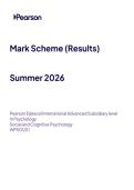 2026 Pearson Edexcel International A Level Psychology UNIT 1&vert;WGE01&sol;01&vert;Mark scheme&vert;JUNE 2026