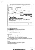 2026 Pearson Edexcel International A Level Psychology UNIT 2&vert;WGE02&sol;01&vert;Question paper&vert;JANUARY 2026