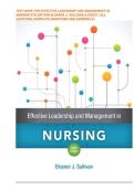 Test Bank&colon; Effective Leadership and Management in Nursing 9th Edition by Sullivan - ISBN&colon; 9780134153117&comma; All  28 Chapters Covered with Rationales