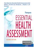 Test Bank for Essential Health Assessment 2nd Edition &lpar;F&period;A Davis&comma; 2027&rpar; by Thompson&comma; Isbn no&semi; 9781719642323&comma; All 24 Chapters Covered
