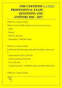 FME CERTIFIED &NewLine;PROFESSIONAL EXAM &NewLine;QUESTIONS AND &NewLine;ANSWERS 2026 - 2027