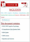 WGU D570 Cognitive Psychology&colon; Comprehensive Quiz Question Bank&vert; Questions and Answers &vert; 2026 Update &vert; 100&percnt; Correct&NewLine;