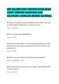 NPS PHLEBOTOMY CERTIFICATION EXAM&NewLine;SCRIPT VERIFIED QUESTIONS AND&NewLine;SOLUTIONS COMPLETE REVIEW MATERIAL