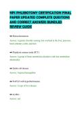 NPS PHLEBOTOMY CERTIFICATION FINAL&NewLine;PAPER UPDATED COMPLETE QUESTIONS&NewLine;AND CORRECT ANSWERS BUNDLED&NewLine;REVIEW GUIDE