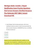Michigan Boiler Installer &sol; Repair &NewLine;Qualification Exam Practice Questions &NewLine;And Correct Answers &lpar;Verified Answers&rpar; &NewLine;Plus Rationale 2027 Q&A&vert; Instant &NewLine;Download Pdf&period; 