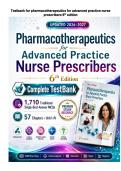 Full Test Bank for Pharmacotherapeutics for Advanced Practice Nurse Prescribers 6th Edition &vert; Woo & Wright &vert; 1&comma;710 Questions &plus; Rationales &vert; Chapters 1&ndash;57 &vert; APRN Pharmacology &vert; Updated 2026&ndash;2027
